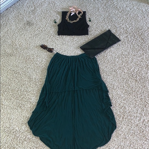 Forever 21 High-Low Dark Green Skirt - Picture 2 of 5